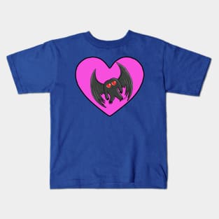 Mothman Kawaii Pink Heart Teal Kids T-Shirt